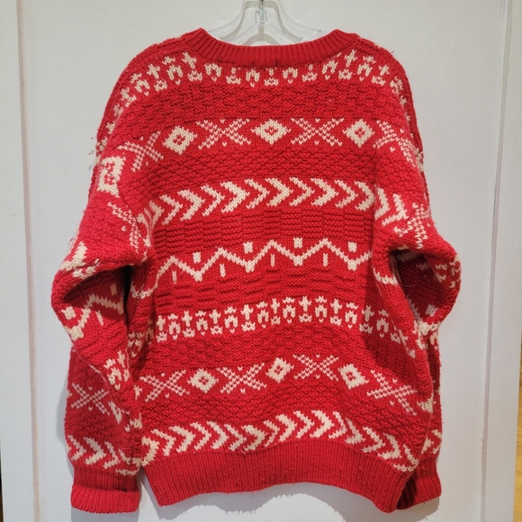 GAP Chunky Knit Wool Red White Sweater - Picture 2 of 13
